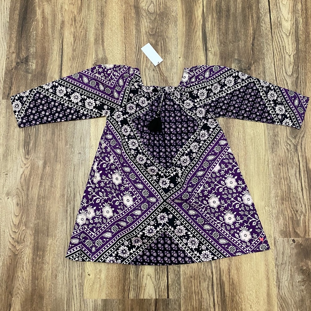 Pink Chicken Purple and Black Bandana Print Girls' Dress
